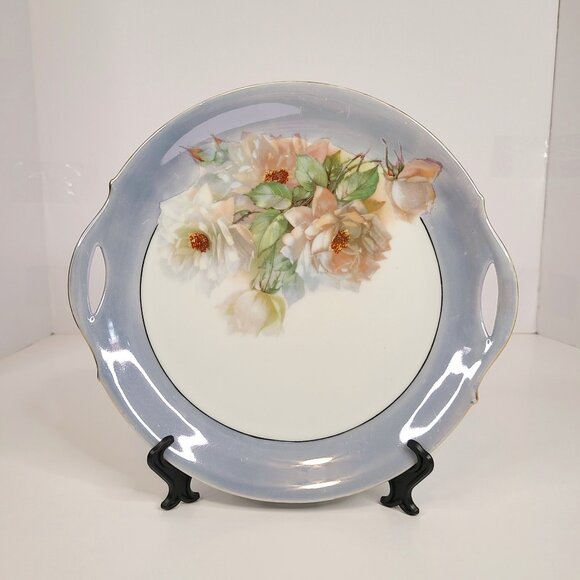 Vintage RM Bavaria Fine Porcelain China Plate with Handles and Gold Rim - Picture 1 of 4